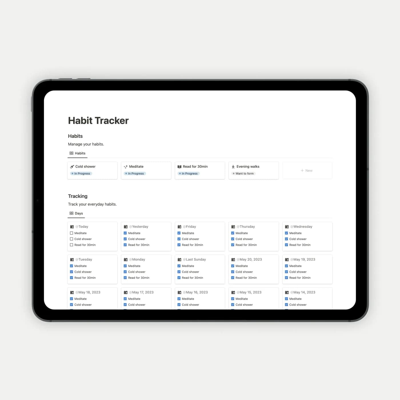 Notion Habit Tracker preview