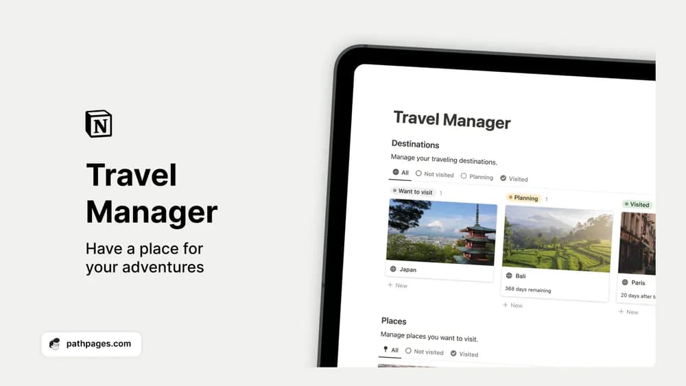 Notion Travel Planner preview